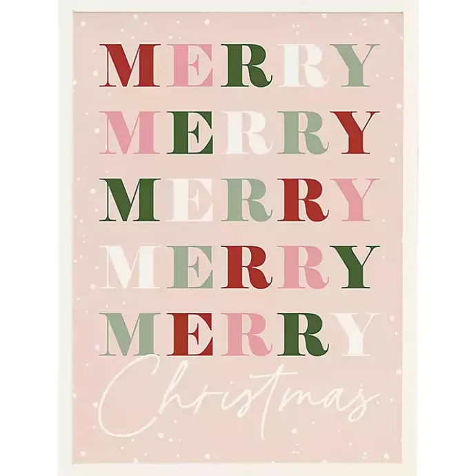 Hot Kirklands Home Snowy Merry Christmas Framed Wall Plaque Pink
