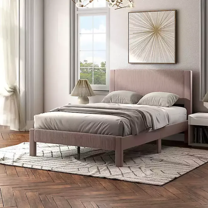 Discount Kirklands Home Upholstered Dalia Queen Platform Bed Pink