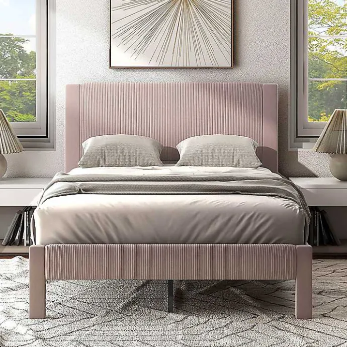 Discount Kirklands Home Upholstered Dalia Queen Platform Bed Pink