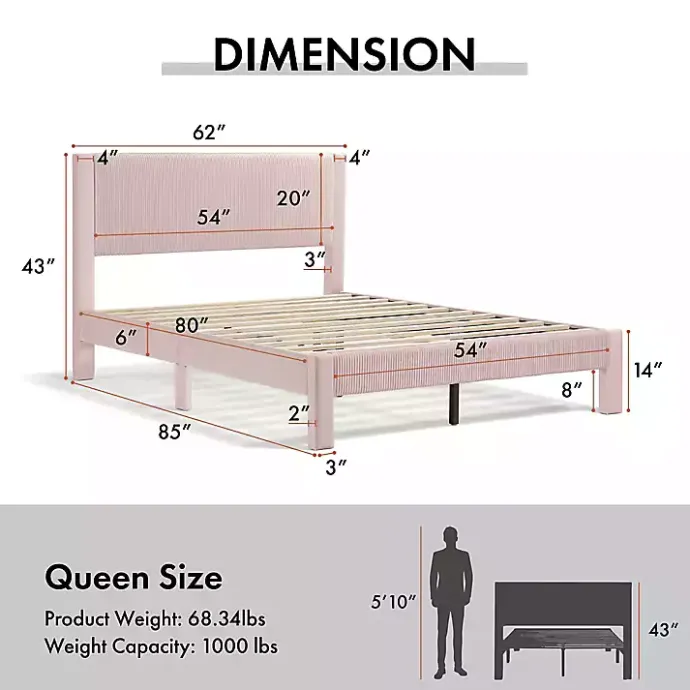 Discount Kirklands Home Upholstered Dalia Queen Platform Bed Pink