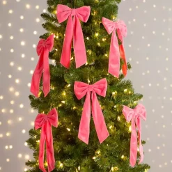 Best Kirklands Home Velvet Bow 6-pc. Ornament Set, 12 in. Pink
