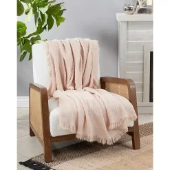 Discount Kirklands Home Waffle Weave Throw Blanket Pink