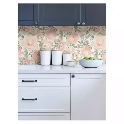 Outlet Kirklands Home Watercolor Roses Peel & Stick Wallpaper Pink