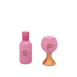 Clearance Kirklands Home Wine Glass Salt & Pepper Shaker Set Pink