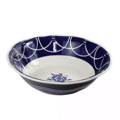 New Kirklands Home Pip Vintage Blue Floral Serving Bowl