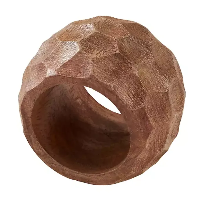 New Kirklands Home Pitted Chunky Mango Wood 4-pc. Napkin Ring Set Brown