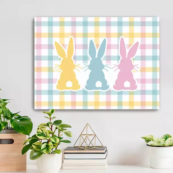 Outlet Kirklands Home Plaid Bunny Trio Canvas Art Print