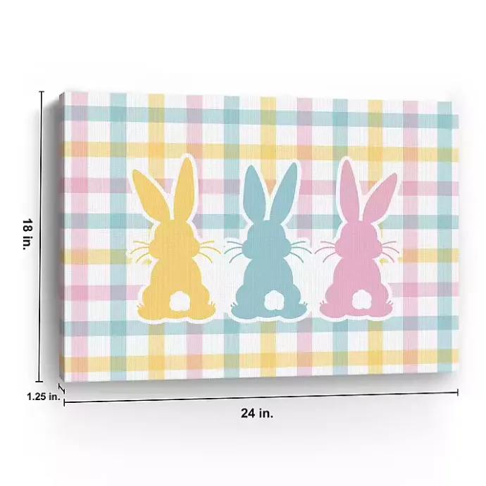 Outlet Kirklands Home Plaid Bunny Trio Canvas Art Print