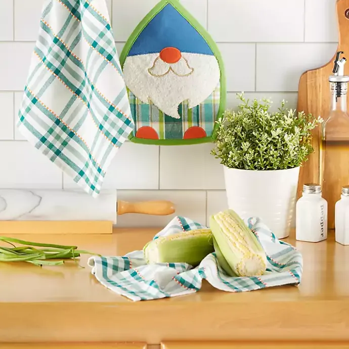 Best Kirklands Home Plaid Garden Gnome 3-pc. Towel and Pot Holder Set