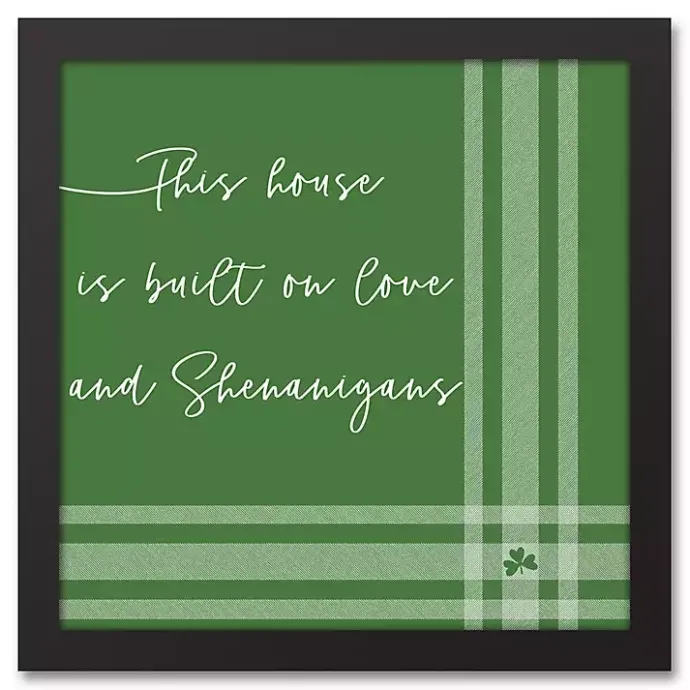 New Kirklands Home Plaid Love & Shenanigans Framed Canvas Wall Art