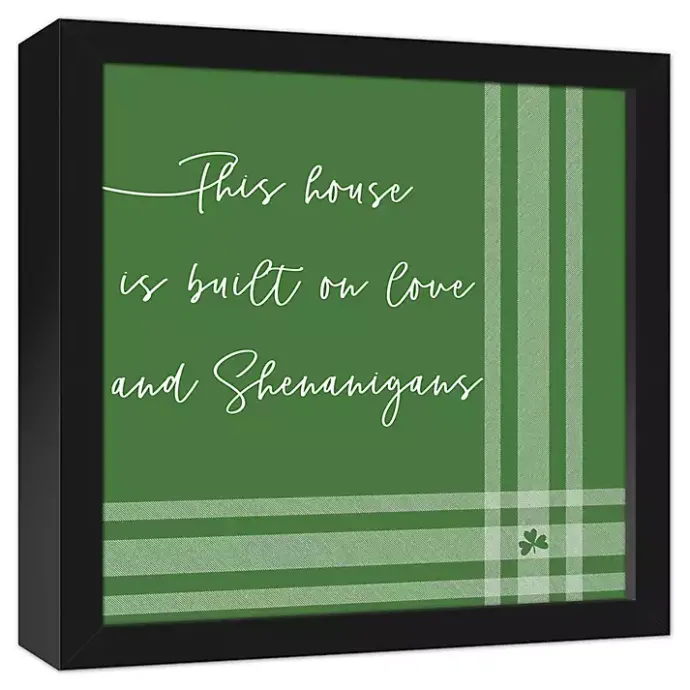New Kirklands Home Plaid Love & Shenanigans Framed Canvas Wall Art