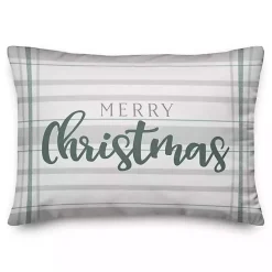 Outlet Kirklands Home Plaid Merry Christmas Pillow Green