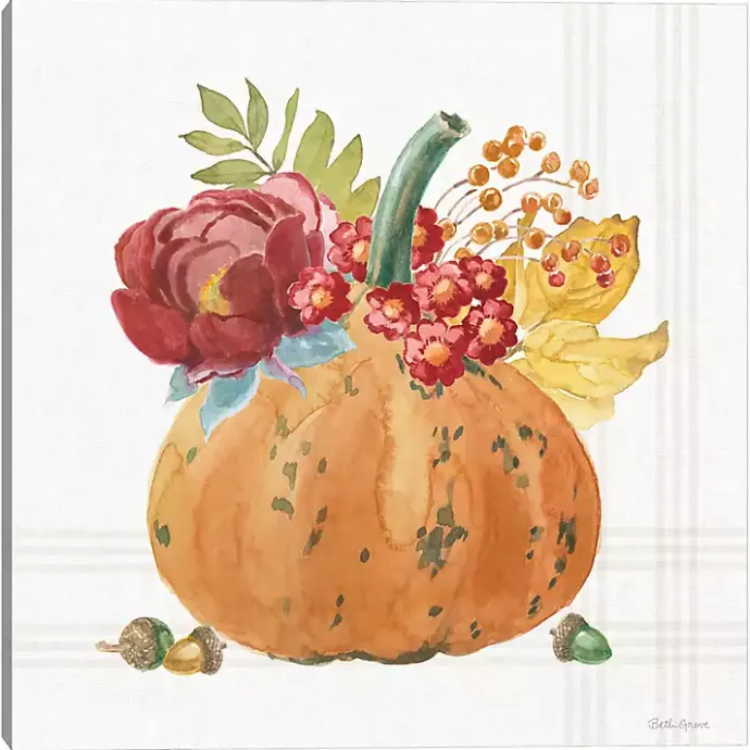 Best Kirklands Home Plaid Pumpkin Florals Canvas Art Print