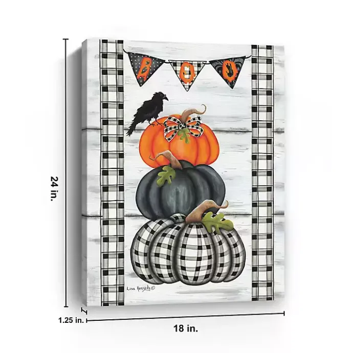 Outlet Kirklands Home Plaid Stacked Pumpkins Canvas Art Print, 18x24