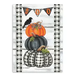 Kirklands Home Plaid Stacked Pumpkins Canvas Art Print, 24x32