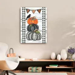 Kirklands Home Plaid Stacked Pumpkins Canvas Art Print, 24x32