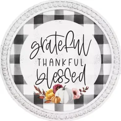 Outlet Kirklands Home Plaid Thankful Round Framed Wall Plaque
