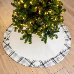 Outlet Kirklands Home Plaid Trim Linen Tree Skirt