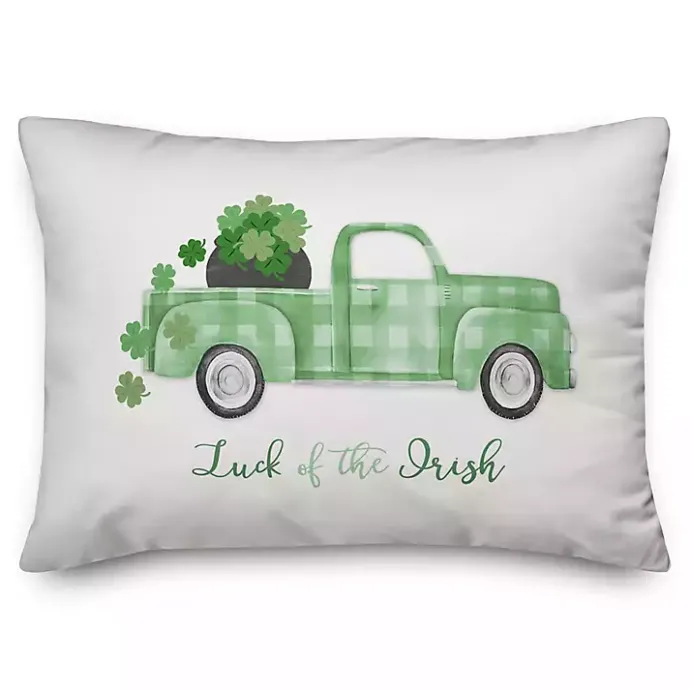 Online Kirklands Home Plaid Truck Luck of the Irish Throw Pillow Green