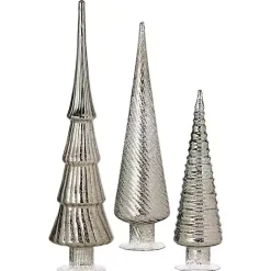 Best Kirklands Home Platinum Mercury Glass Christmas Trees, Set of 3 Silver