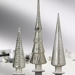 Best Kirklands Home Platinum Mercury Glass Christmas Trees, Set of 3 Silver