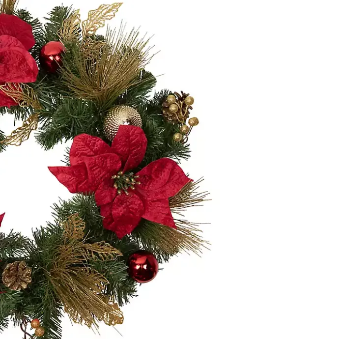 Best Kirklands Home Poinsettia and Ornament Wreath
