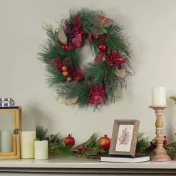 Clearance Kirklands Home Pomegranate Berry Burlap Harvest Wreath