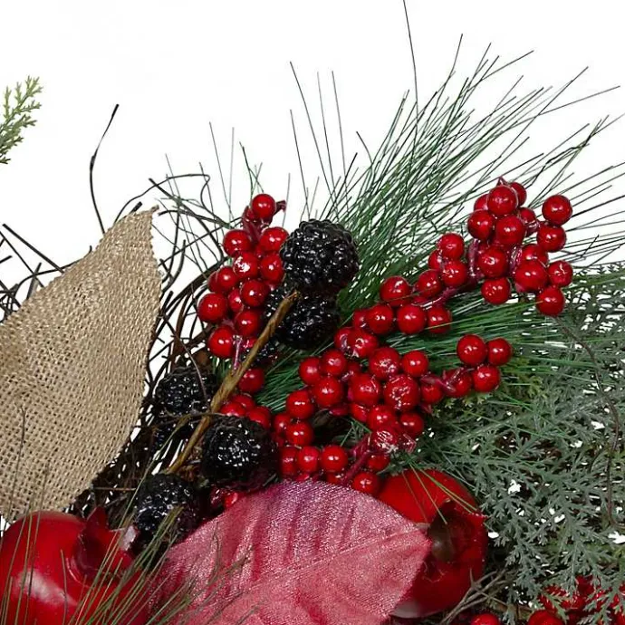 Clearance Kirklands Home Pomegranate Berry Burlap Harvest Wreath