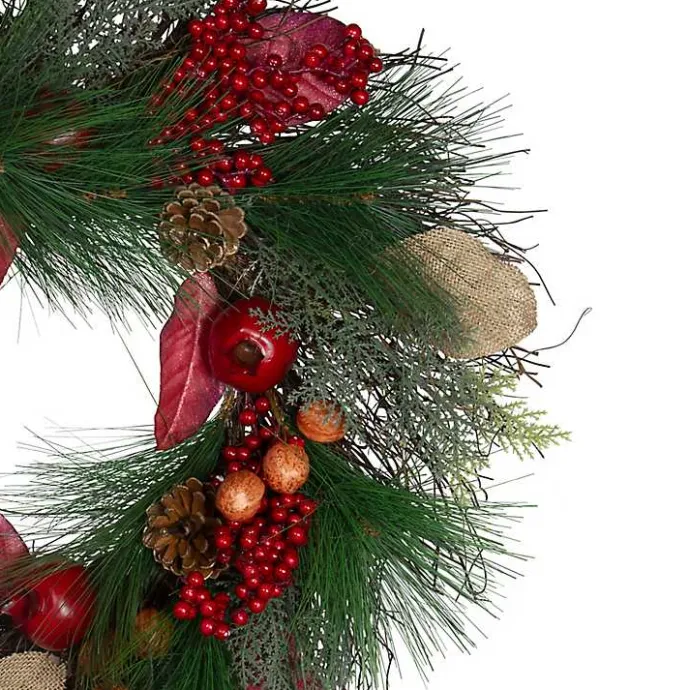 Clearance Kirklands Home Pomegranate Berry Burlap Harvest Wreath