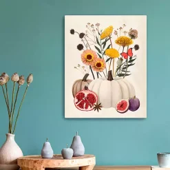 New Kirklands Home Pomegranate Harvest Canvas Wall Plaque