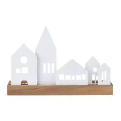 Best Kirklands Home Porcelain and Wood City Tealight Candle Holder