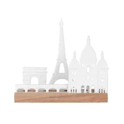 Kirklands Home Porcelain and Wood Paris Tealight Candle Holder