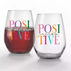 Clearance Kirklands Home Positive Energy Stemless Wine Glasses, Set of 2 Multi