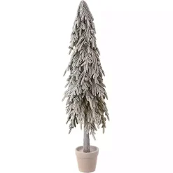 New Kirklands Home Potted Soft Touch Snowy Norfolk Pine Tree, 48 in.