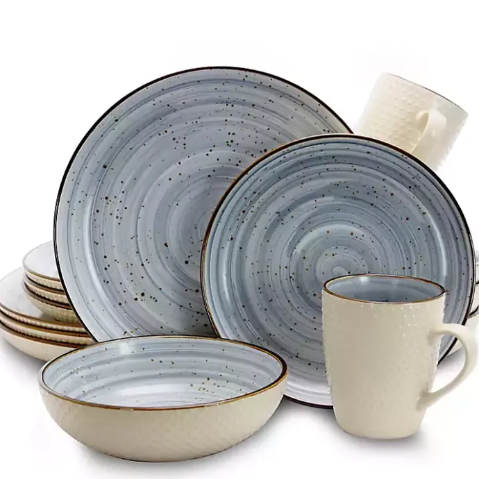 Discount Kirklands Home Powder Blue Swirling 16-pc. Dinnerware Set