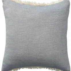 Best Kirklands Home Powder Gauze Organic Fringe Throw Pillow Blue