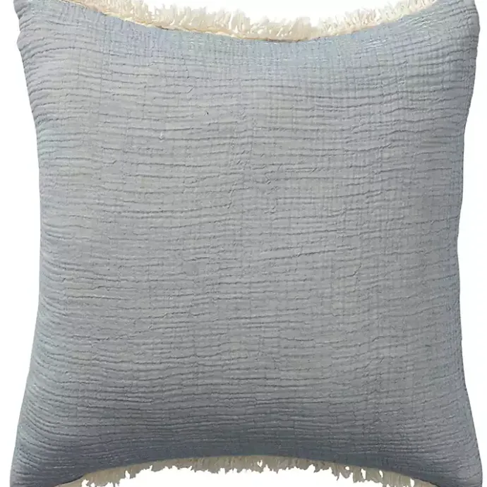 Best Kirklands Home Powder Gauze Organic Fringe Throw Pillow Blue