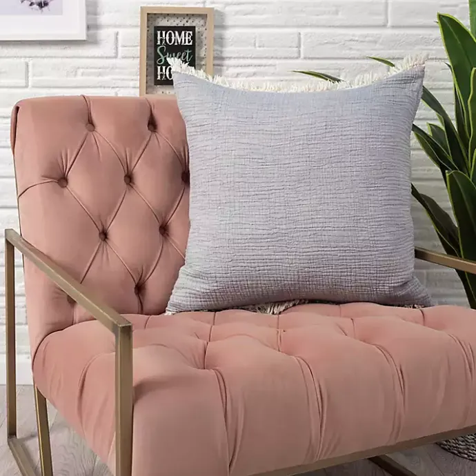 Best Kirklands Home Powder Gauze Organic Fringe Throw Pillow Blue