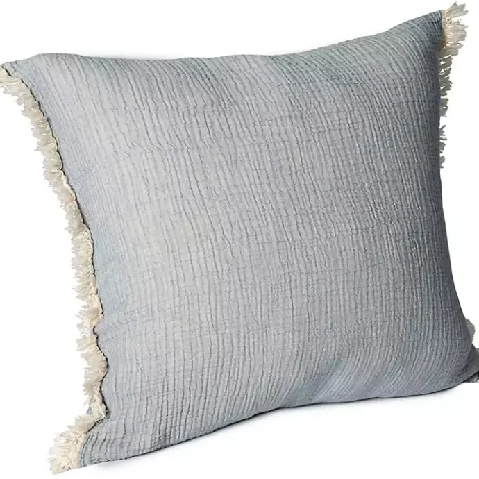 Best Kirklands Home Powder Gauze Organic Fringe Throw Pillow Blue