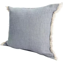 Best Kirklands Home Powder Gauze Organic Fringe Throw Pillow Blue