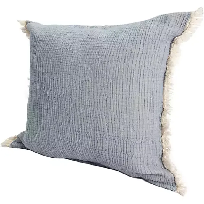 Best Kirklands Home Powder Gauze Organic Fringe Throw Pillow Blue