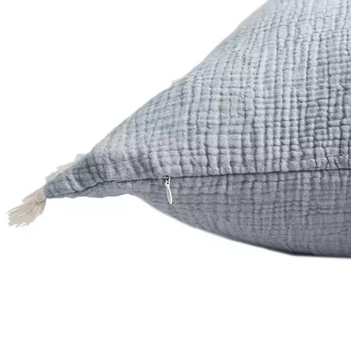 Best Kirklands Home Powder Gauze Organic Fringe Throw Pillow Blue