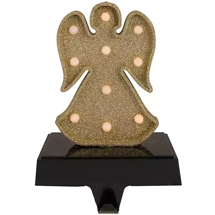 Online Kirklands Home Pre-lit Angel Christmas Stocking Holder Gold