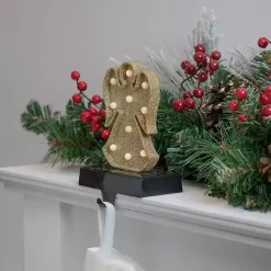 Online Kirklands Home Pre-lit Angel Christmas Stocking Holder Gold