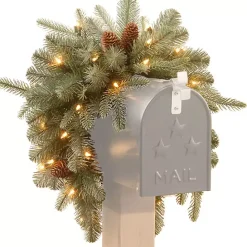 Sale Kirklands Home Pre-Lit Arctic Spruce and Pine Cones Mailbox Swag Green