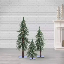 Best Kirklands Home Pre-Lit Assorted Alpine Christmas Trees, Set of 3