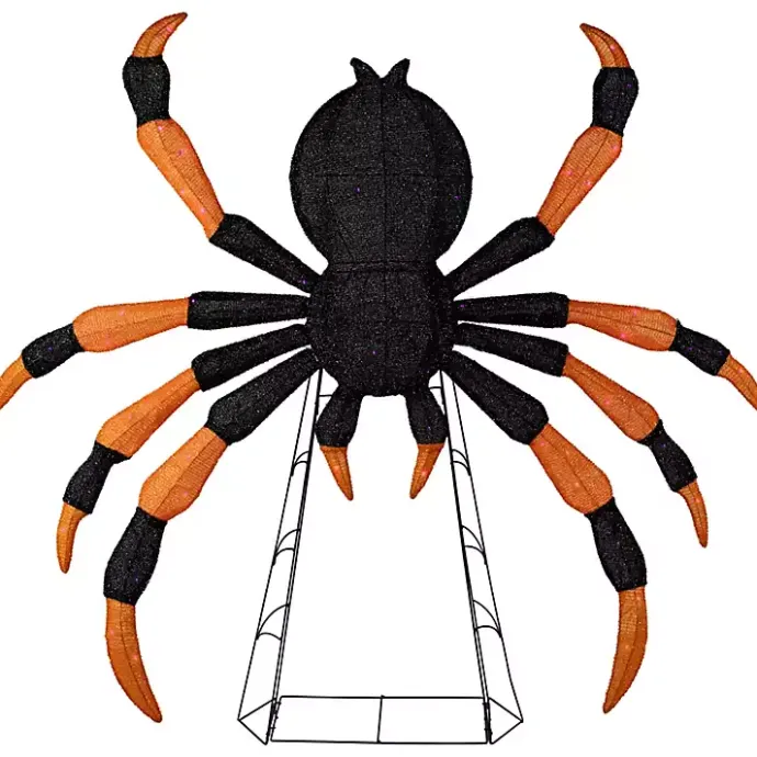 Discount Kirklands Home Pre-Lit Black and Orange Outdoor Spider Decoration