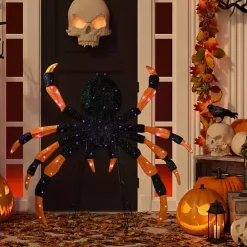 Discount Kirklands Home Pre-Lit Black and Orange Outdoor Spider Decoration