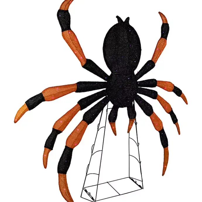 Discount Kirklands Home Pre-Lit Black and Orange Outdoor Spider Decoration