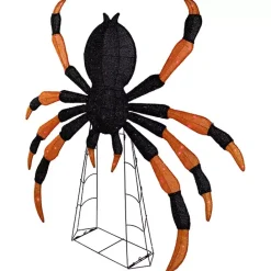 Discount Kirklands Home Pre-Lit Black and Orange Outdoor Spider Decoration